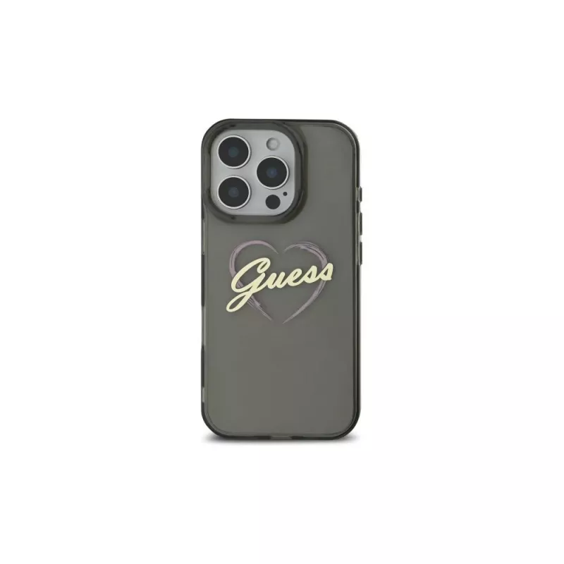 Guess GUHCP16LHCHGSPK Hard Case für Apple iPhone 16 Pro 6,3 inch Schwarz IML Heart
