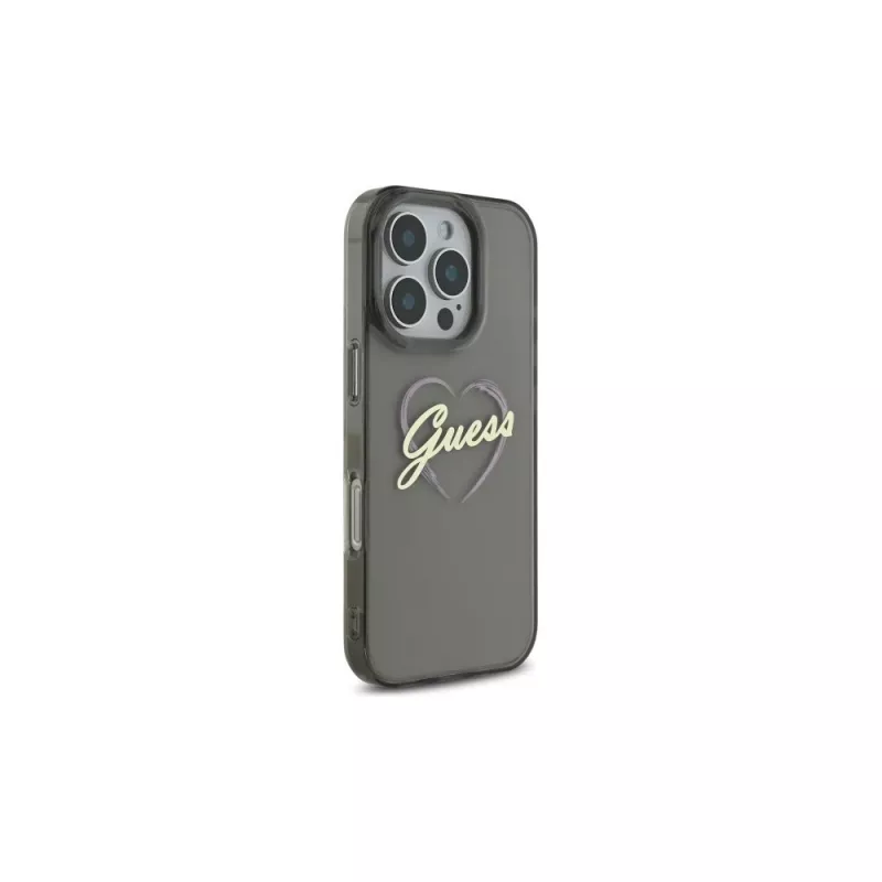 Guess GUHCP16LHCHGSPK Hard Case für Apple iPhone 16 Pro 6,3 inch Schwarz IML Heart