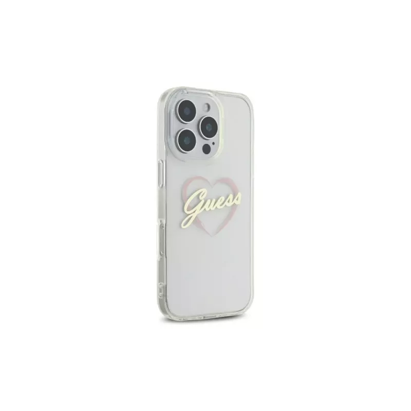 Guess GUHCP16LHCHGSPT IML Heart Hard Case für Apple iPhone 16 Pro 6,3, Transparent