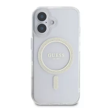 Guess GUHMP16SHFGERET iPhone 16 Transparent Hardcase IML Glitter Circle MagSafe