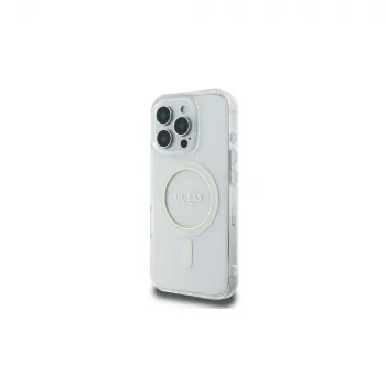 Guess GUHMP16LHFGERET iPhone 16 Pro 6,3 inch Transparente Hartschale IML Glitter Circle MagSafe