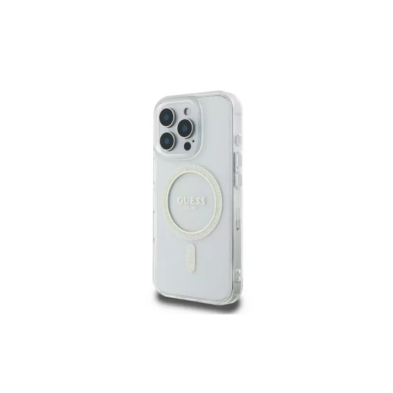 Guess GUHMP16LHFGERET iPhone 16 Pro 6,3 inch Transparente Hartschale IML Glitter Circle MagSafe
