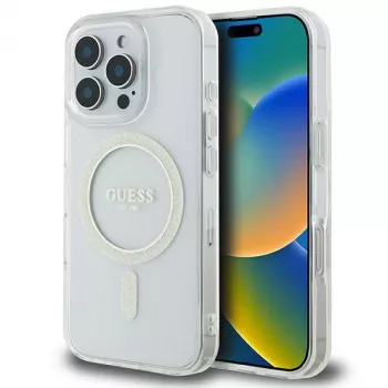 Guess Glitter Circle MagSafe Hard Case für Apple iPhone 16 Pro Max (6,9 inch) - Transparent