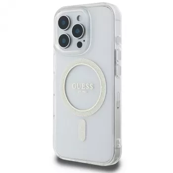Guess Glitter Circle MagSafe Hard Case für Apple iPhone 16 Pro Max (6,9 inch) - Transparent