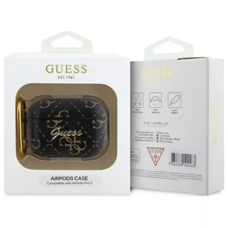 Guess GUAP2PG4GPK AirPods Pro 2 (2022/2023) Cover Black 4G Hook