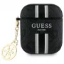 Guess GUA2P4RPSK AirPods 1/2 Cover Black 4G Printed Stripes Charm