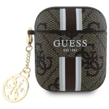 Guess GUA2P4RPSW AirPods 1/2 Hülle Braun 4G Gedruckte Streifen Anhänger