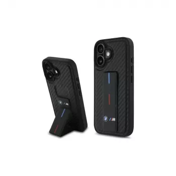 BMW BMHCP16SGSPCCK M Grip Stand Smooth and Carbon Hardcase für iPhone 16 6.1 – Schwarz