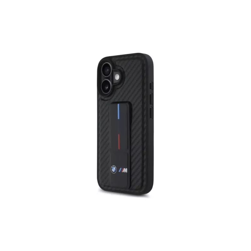 BMW BMHCP16SGSPCCK M Grip Stand Smooth and Carbon Hardcase für iPhone 16 6.1 – Schwarz