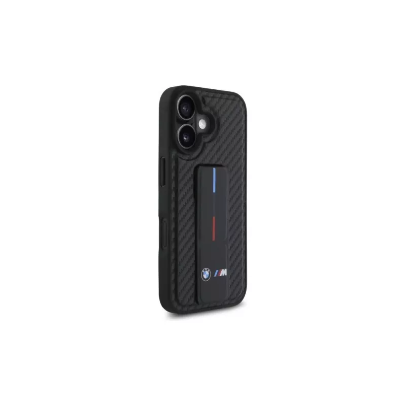 BMW BMHCP16SGSPCCK M Grip Stand Smooth and Carbon Hardcase für iPhone 16 6.1 – Schwarz