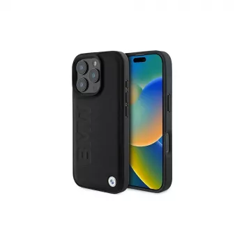 BMW Signature Collection Hardcase für Apple iPhone 16 Pro Max 6,9 inch Echtes Leder Schwarz Heißprägung MagSafe