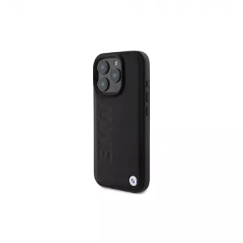BMW Signature Collection Hardcase für Apple iPhone 16 Pro Max 6,9 inch Echtes Leder Schwarz Heißprägung MagSafe