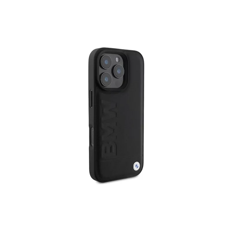 BMW Signature Collection Hardcase für Apple iPhone 16 Pro Max 6,9 inch Echtes Leder Schwarz Heißprägung MagSafe
