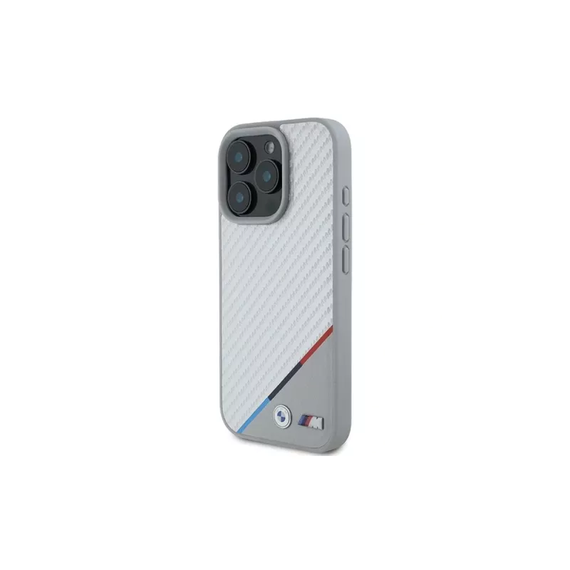 BMW M Carbon Tricolor Line Hardcase für iPhone 16 Pro 6,3 inch Grau MagSafe