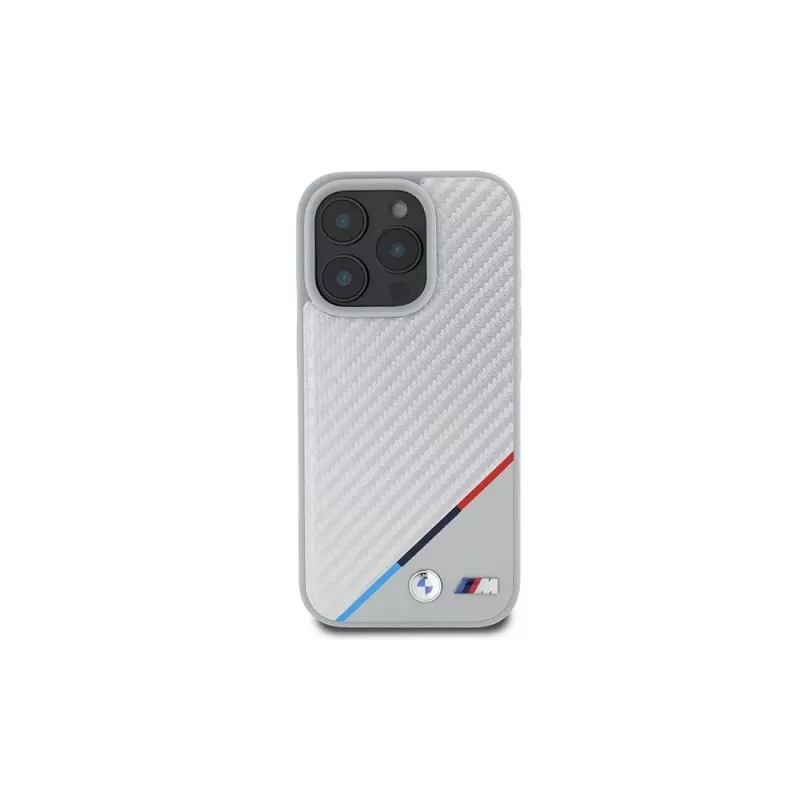 BMW M Carbon Tricolor Line Hardcase für iPhone 16 Pro 6,3 inch Grau MagSafe