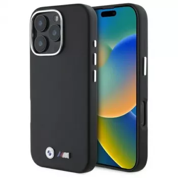 BMW M Smooth Full Wrapped Metal Hard Case für Apple iPhone 16 Pro Max 6,9 inch Schwarz