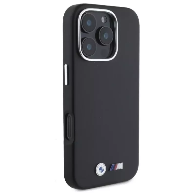 BMW M Smooth Full Wrapped Metal Hard Case für Apple iPhone 16 Pro Max 6,9 inch Schwarz