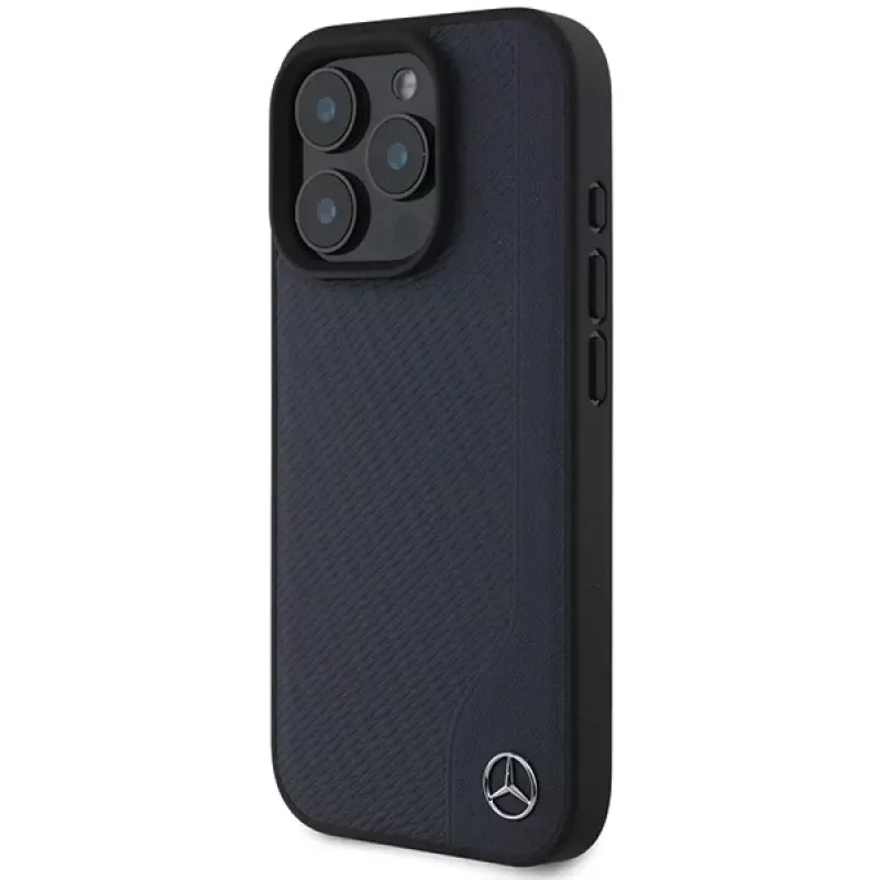 Mercedes-Benz MEHMP16X23RBGVV iPhone 16 Pro Max 6,9 inch Navy Hardcase mit MB Holzimitattleder und MagSafe