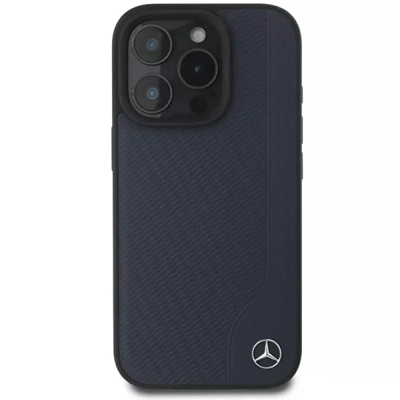 Mercedes-Benz MEHMP16X23RBGVV iPhone 16 Pro Max 6,9 inch Navy Hardcase mit MB Holzimitattleder und MagSafe