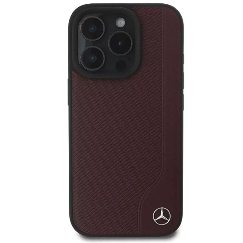 Mercedes-Benz MEHMP16L23RBGVR iPhone 16 Pro 6,3 inch Hard Case Holzimitat Leder Rot MagSafe
