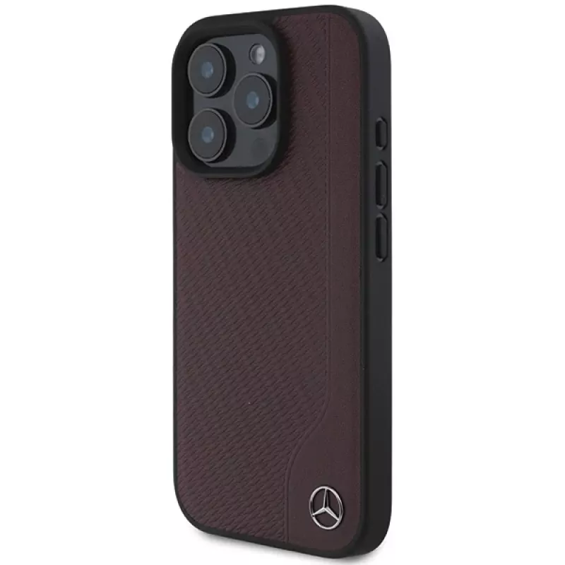 MERCEDES-BENZ Holz-Kunstleder Hard Case für Apple iPhone 16 Pro Max 6,9 inch Rot MagSafe