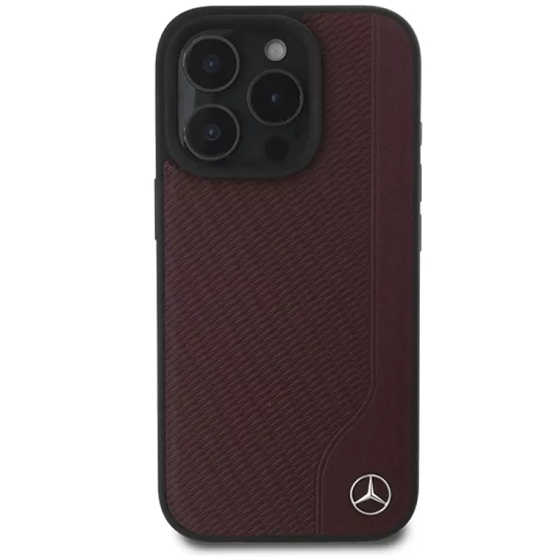 MERCEDES-BENZ Holz-Kunstleder Hard Case für Apple iPhone 16 Pro Max 6,9 inch Rot MagSafe