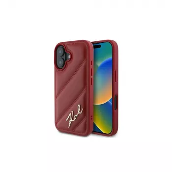 Karl Lagerfeld Quilted Signature Case für iPhone 16, Rot