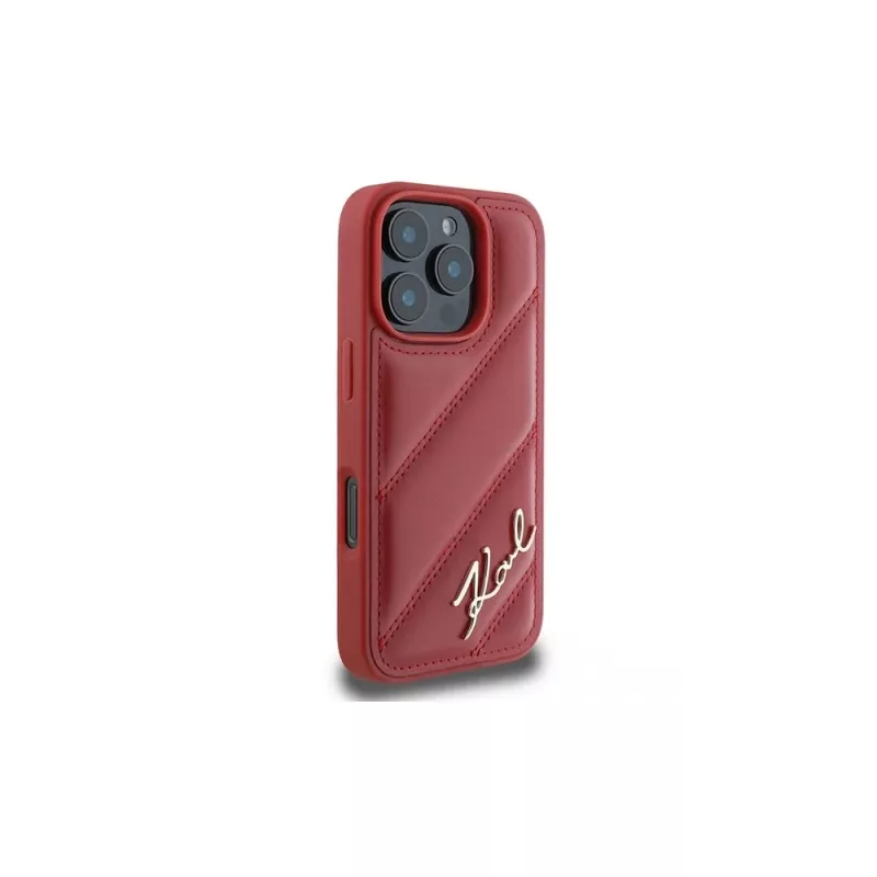 Karl Lagerfeld Quilted Signature Case für Apple iPhone 16 Pro (Rot)