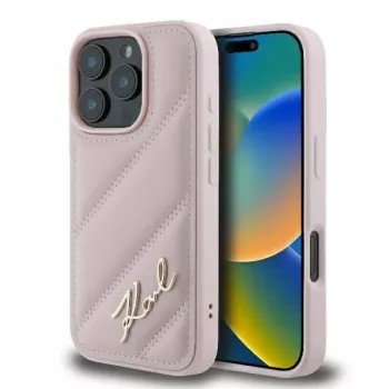 Karl Lagerfeld Quilted Signature Case für iPhone 16 Pro - Pink