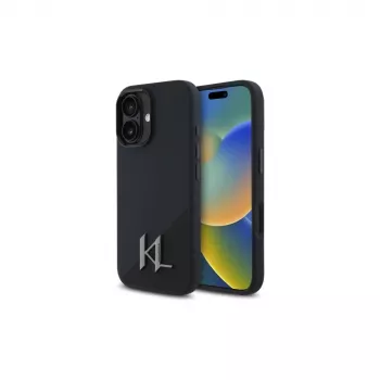 Karl Lagerfeld Shadow Metal Initial Hardcase für Apple iPhone 16 6,1 Zoll - Schwarz