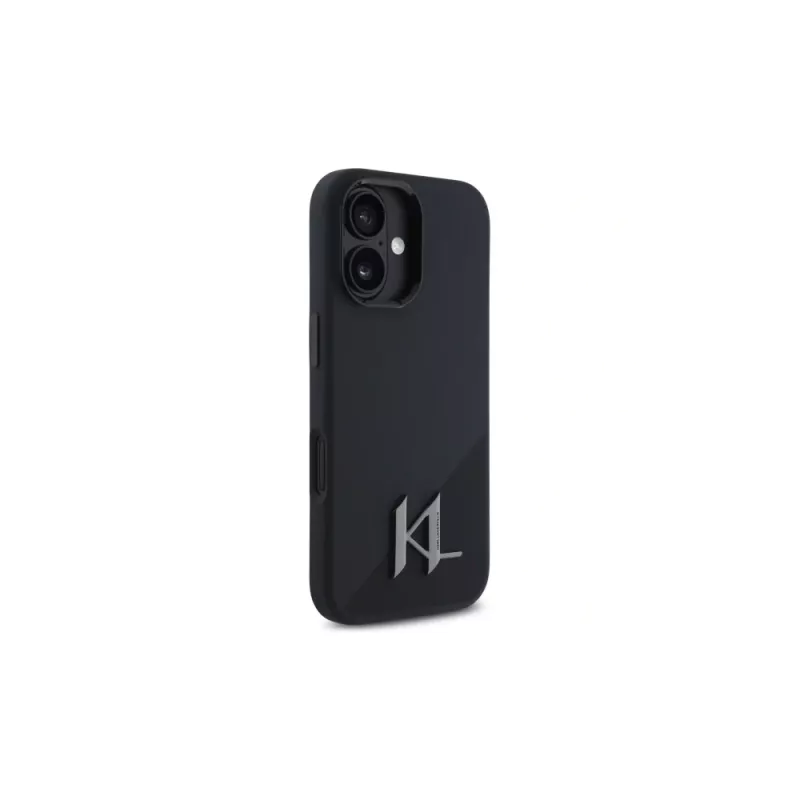 Karl Lagerfeld Shadow Metal Initial Hardcase für Apple iPhone 16 6,1 Zoll - Schwarz