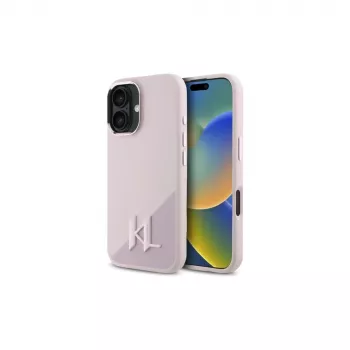 Karl Lagerfeld Shadow Metal Initial MagSafe Hard Case für Apple iPhone 16 6,1 inch - Pink