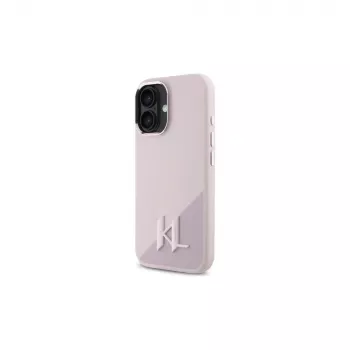 Karl Lagerfeld Shadow Metal Initial MagSafe Hard Case für Apple iPhone 16 6,1 inch - Pink