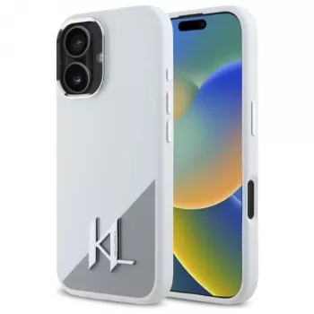 Karl Lagerfeld KLHMP16SSCMKMPCH Hardcase Silikonhülle für Apple iPhone 16 6,1 Zoll, Weiß, MagSafe