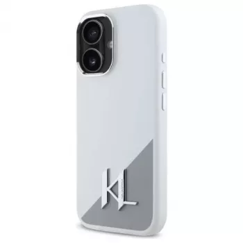 Karl Lagerfeld KLHMP16SSCMKMPCH Hardcase Silikonhülle für Apple iPhone 16 6,1 Zoll, Weiß, MagSafe