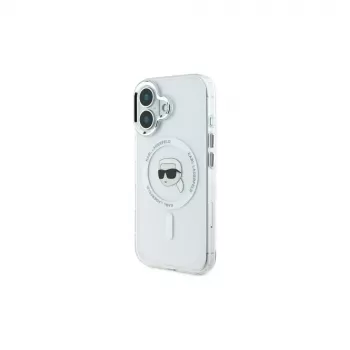 Karl Lagerfeld IML Metal Karl Head MagSafe Hard Case für iPhone 16 Plus 6,7 inch Weiß