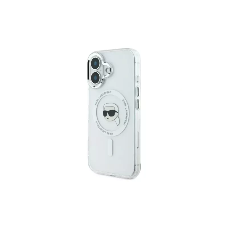 Karl Lagerfeld IML Metal Karl Head MagSafe Hard Case für iPhone 16 Plus 6,7 inch Weiß
