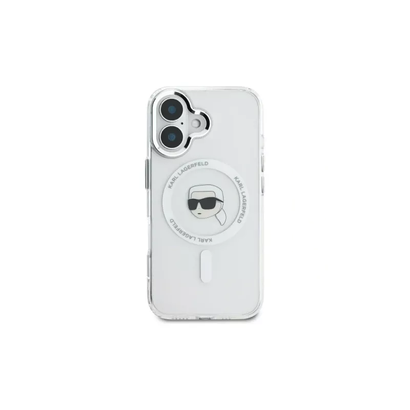 Karl Lagerfeld IML Metal Karl Head MagSafe Hard Case für iPhone 16 Plus 6,7 inch Weiß