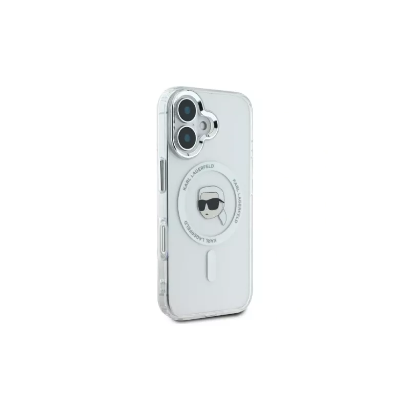 Karl Lagerfeld IML Metal Karl Head MagSafe Hard Case für iPhone 16 Plus 6,7 inch Weiß