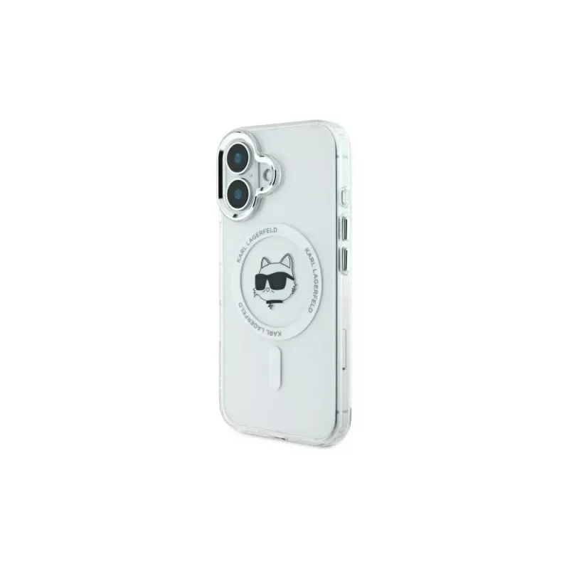 Karl Lagerfeld KLHMP16SHLSCHH iPhone 16 6,1 Zoll Weiß Hardcase IML Metall Choupette Head MagSafe