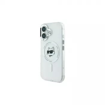 Karl Lagerfeld KLHMP16MHLSCHH Hardcase IML Metal Choupette Head MagSafe für iPhone 16 Plus 6.7 Weiß