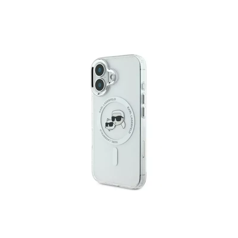 Karl Lagerfeld KLHMP16MHLSKCH iPhone 16 Plus 6.7 Hardcase IML Metal Karl & Choupette Head MagSafe White