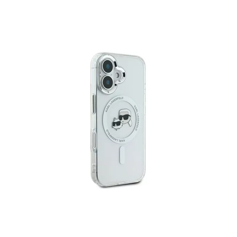 Karl Lagerfeld KLHMP16MHLSKCH iPhone 16 Plus 6.7 Hardcase IML Metal Karl & Choupette Head MagSafe White