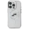 Karl Lagerfeld KLHMP16LHLSKCH Hardcase IML Metal Karl & Choupette Head MagSafe für Apple iPhone 16 Pro, Weiß