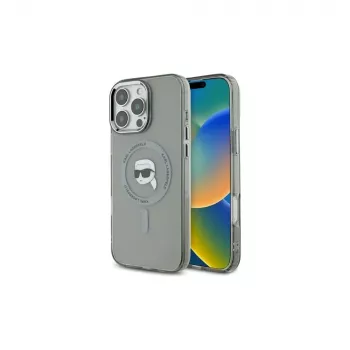 Karl Lagerfeld KLHMP16LHLSKIK Hardcase IML Metal Karl Head MagSafe für Apple iPhone 16 Pro 6,3 inch Schwarz