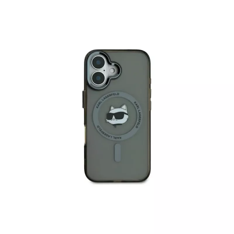 Karl Lagerfeld KLHMP16SHLSCHK iPhone 16 6.1 Black Hardcase IML Metal Choupette Head MagSafe