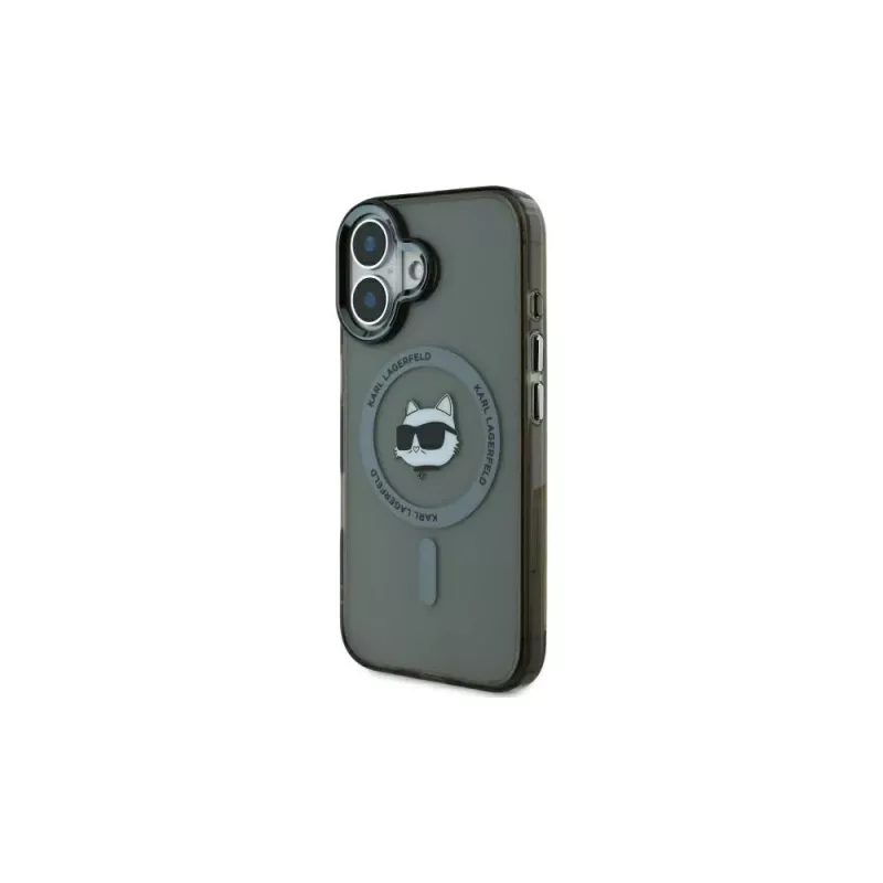 Karl Lagerfeld KLHMP16MHLSCHK iPhone Plus 6,7 Black Hardcase IML Metal Choupette Head MagSafe