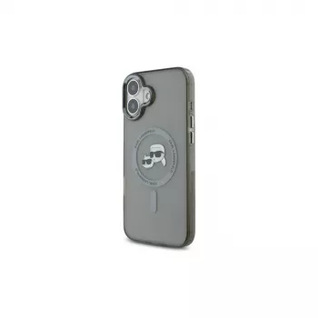 Karl Lagerfeld KLHMP16SHLSKCK Hardcase für Apple iPhone 16 6,1 inch Schwarz IML Metall Karl & Choupette Head MagSafe