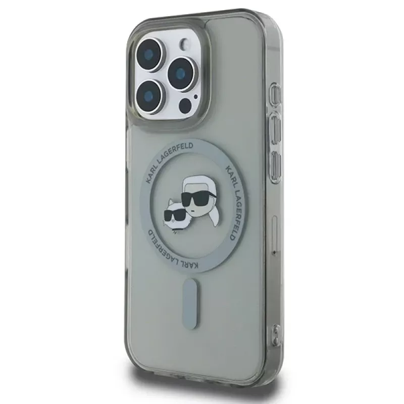 Karl Lagerfeld KLHMP16XHLSKCK Hardcase IML Metal Karl & Choupette Head MagSafe für Apple iPhone 16 Pro Max 6,9 Zoll, Schwarz
