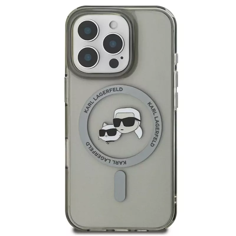 Karl Lagerfeld KLHMP16XHLSKCK Hardcase IML Metal Karl & Choupette Head MagSafe für Apple iPhone 16 Pro Max 6,9 Zoll, Schwarz